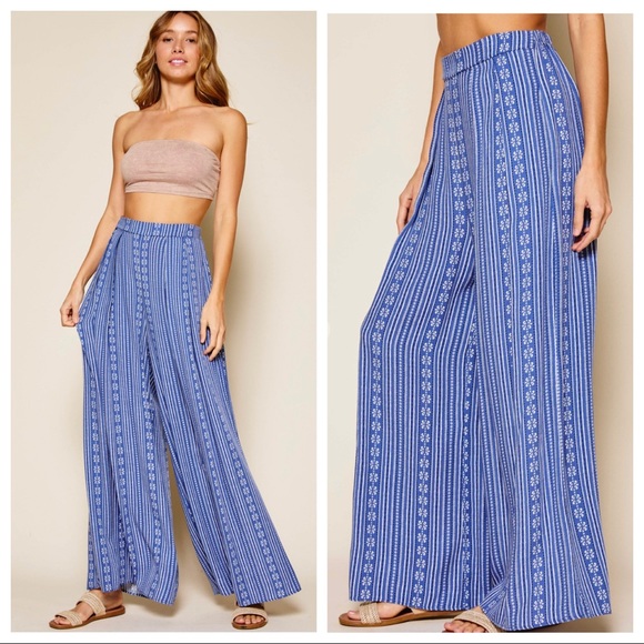 Rachel Wide Leg Floral Stripe Pants - Picture 4 of 4